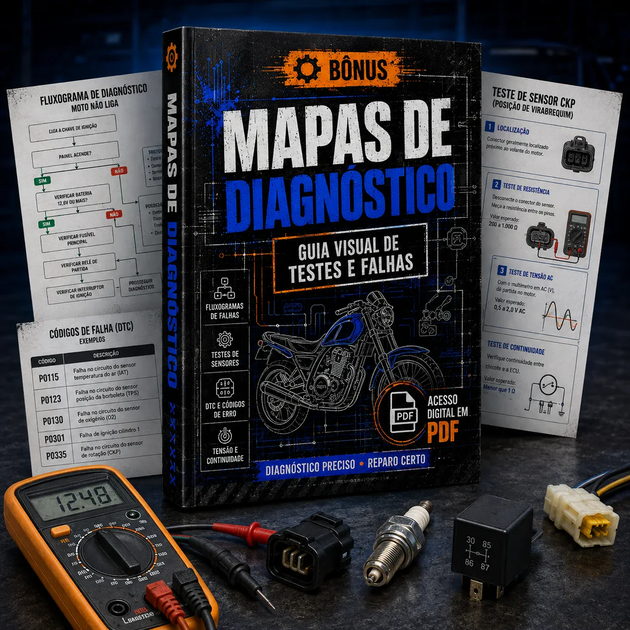 Bônus Mapas de Diagnóstico: guia visual de testes e falhas